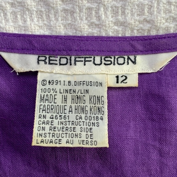 Rediffusion embroidered linen tank size 12 purple - Picture 4 of 8